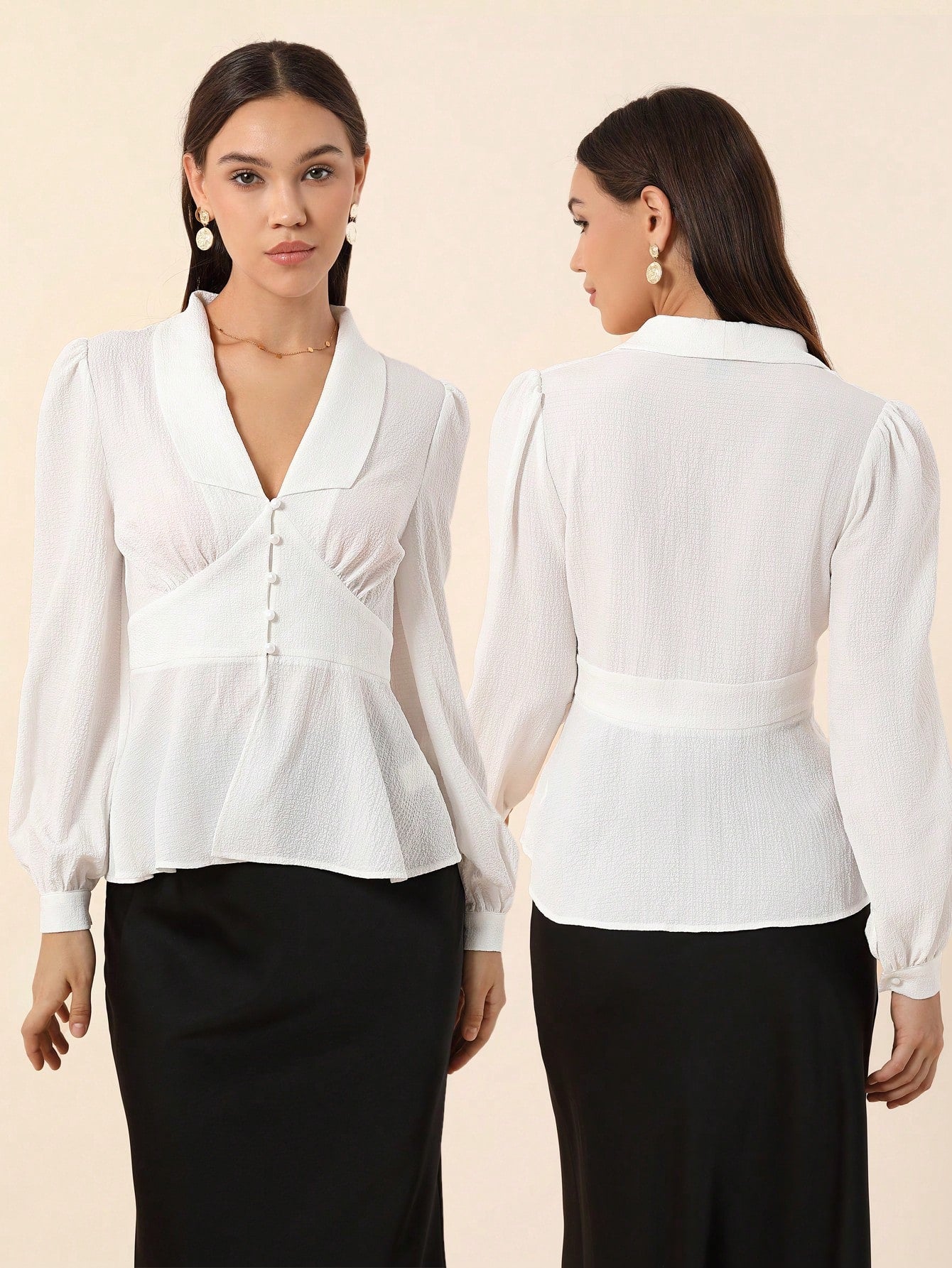 Women'S Ruffle Hem Shirt With Collar