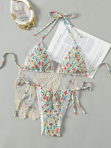 Floral Print Two-Piece Swimsuit Set