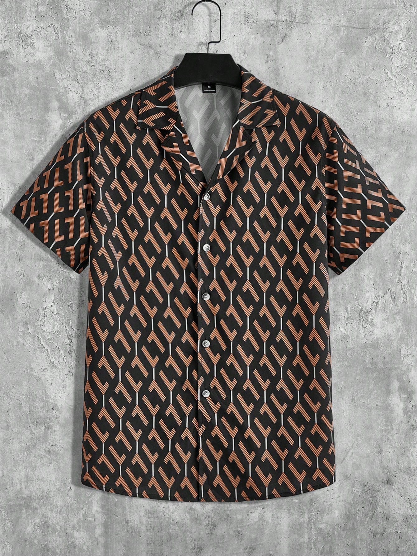 Loose Fit Men's Letter Printed Short Sleeve Shirt