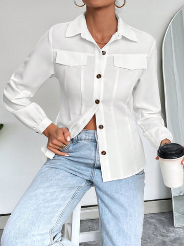 Women Long Sleeve Shirt For Commuting And Casual Wear, For Valentine's Day