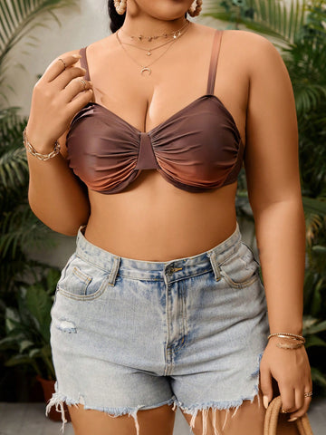 Plus Size Women'S Ruffled Bikini Top