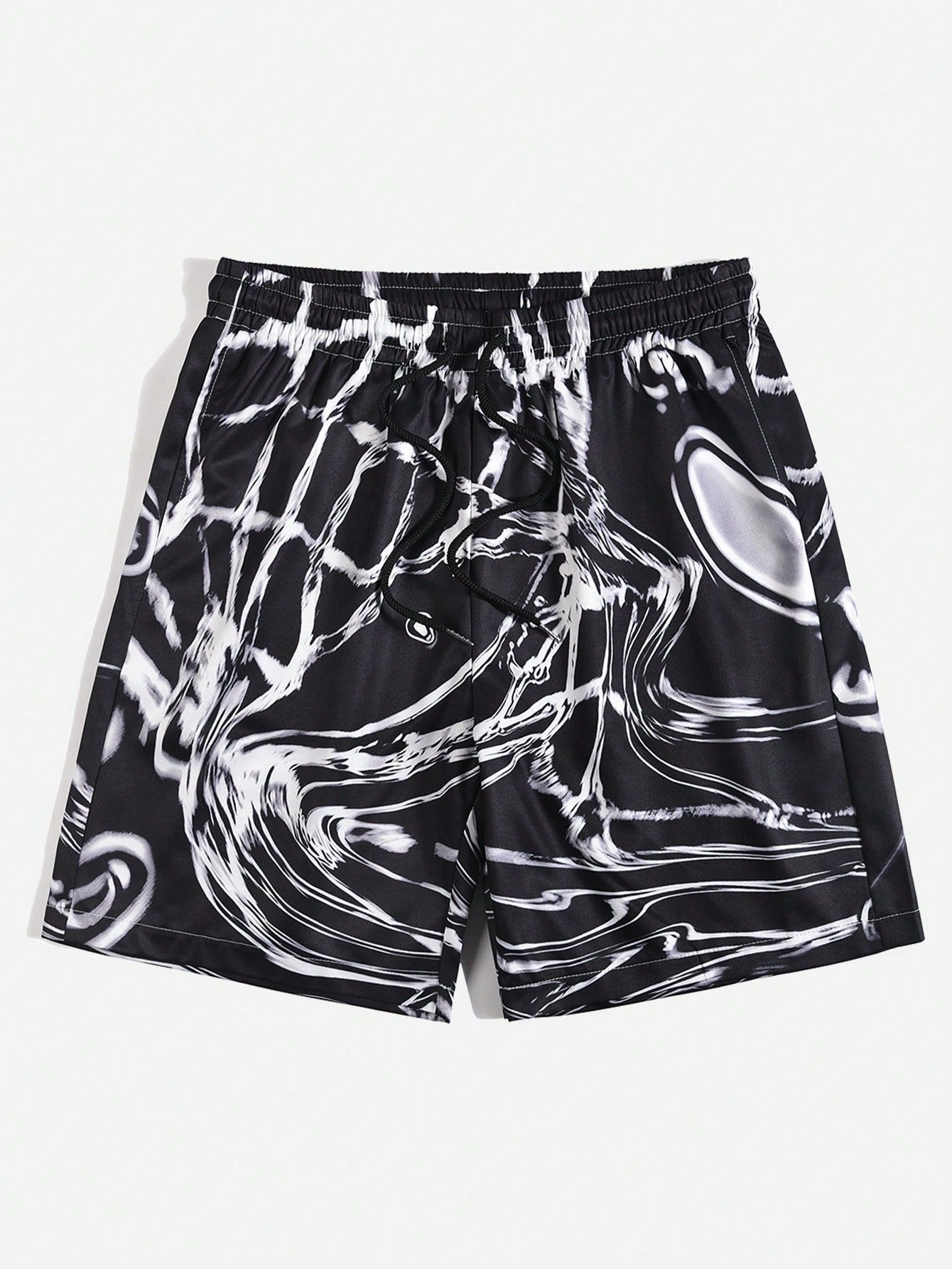 Men'S Drawstring Waist Shorts With All-Over Print