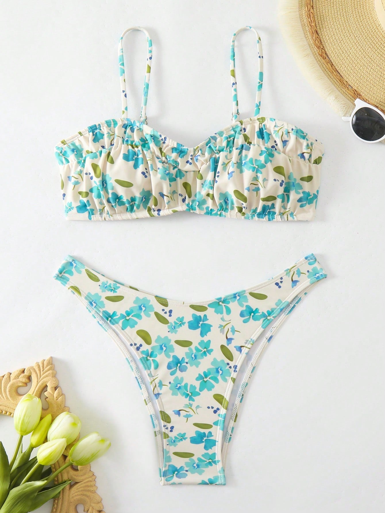 Random Floral Print Bikini Set