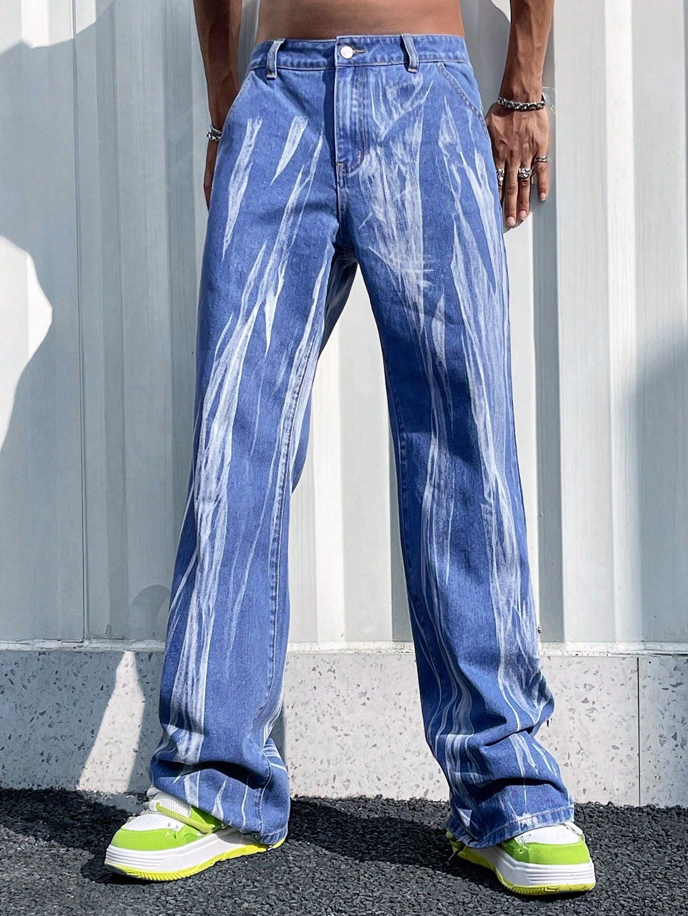 Men'S Printed Straight Leg Jeans