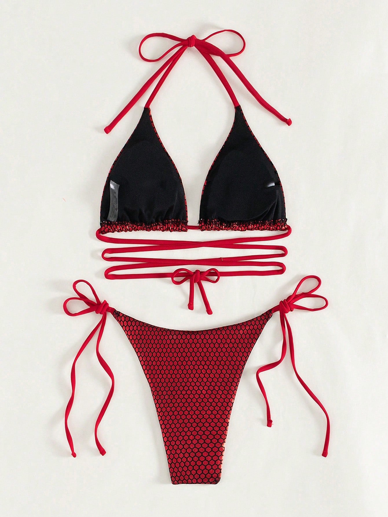 Women'S Halter Neck Honeycomb Pattern Swimwear Set