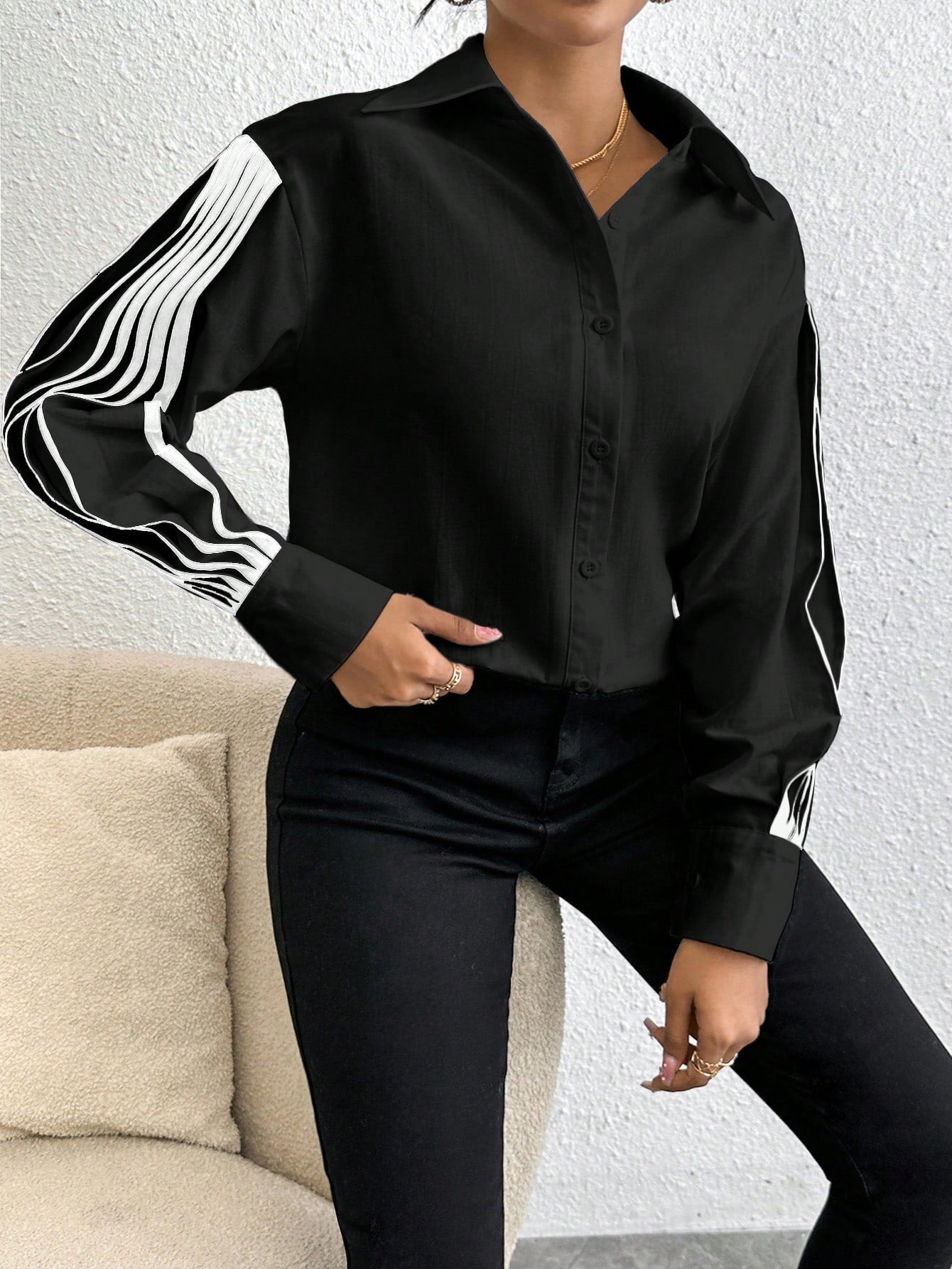 Women'S Colorblock Edge Long Sleeve Shirt