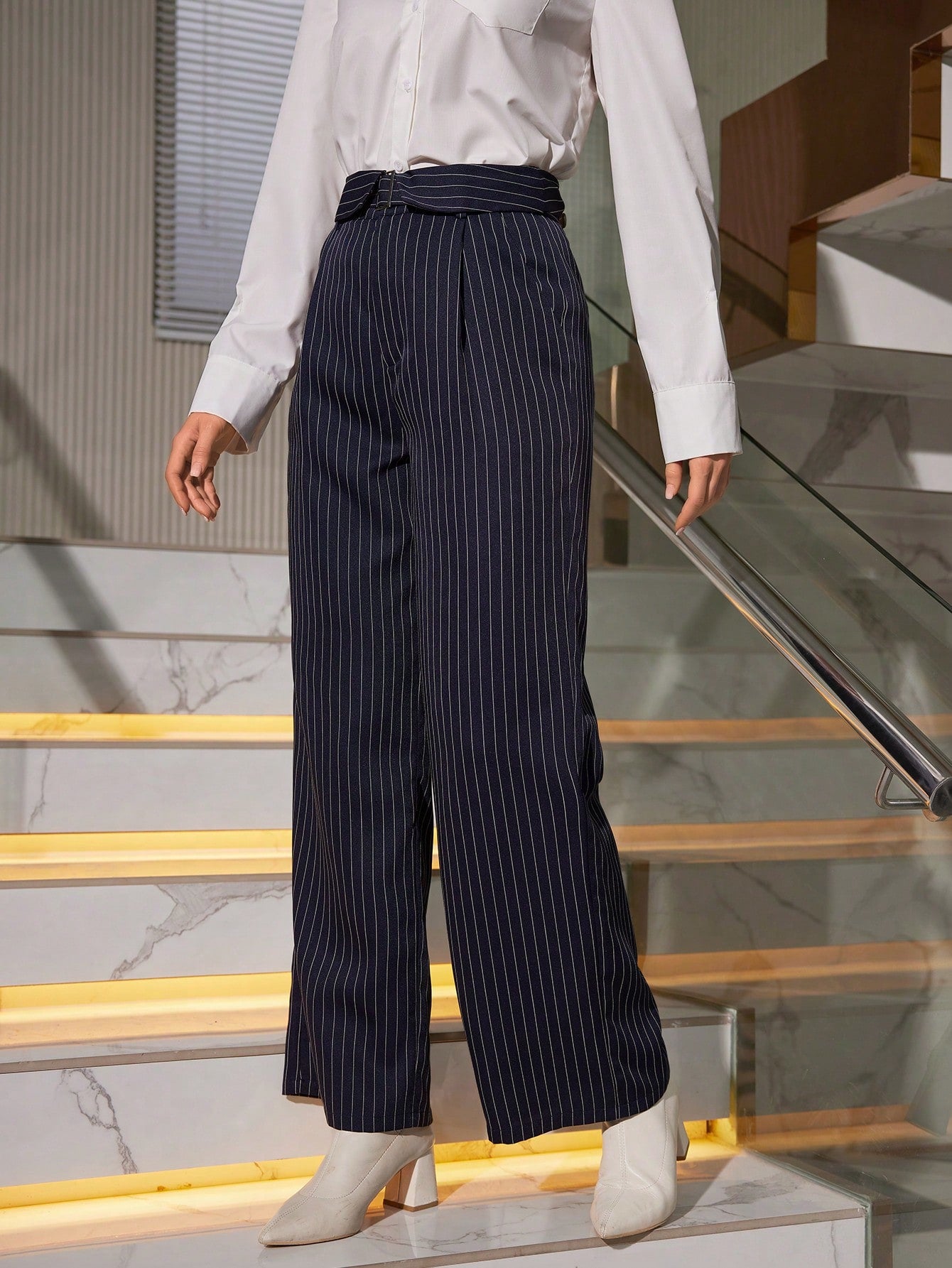 Women'S Striped Straight Wide Leg Pants