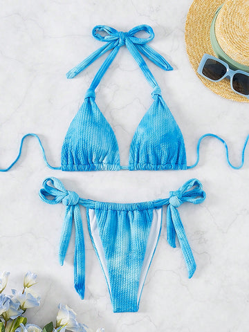 Ladies' Tie-Dye Halter Neck Bikini Set