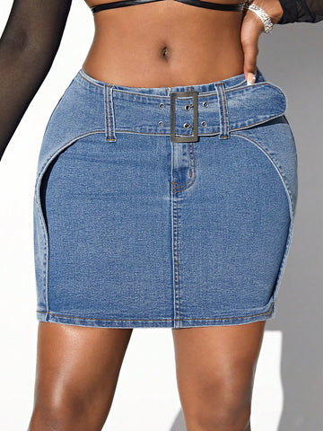 High Waist High Elastic Sexy Mini Denim Skirt For Women