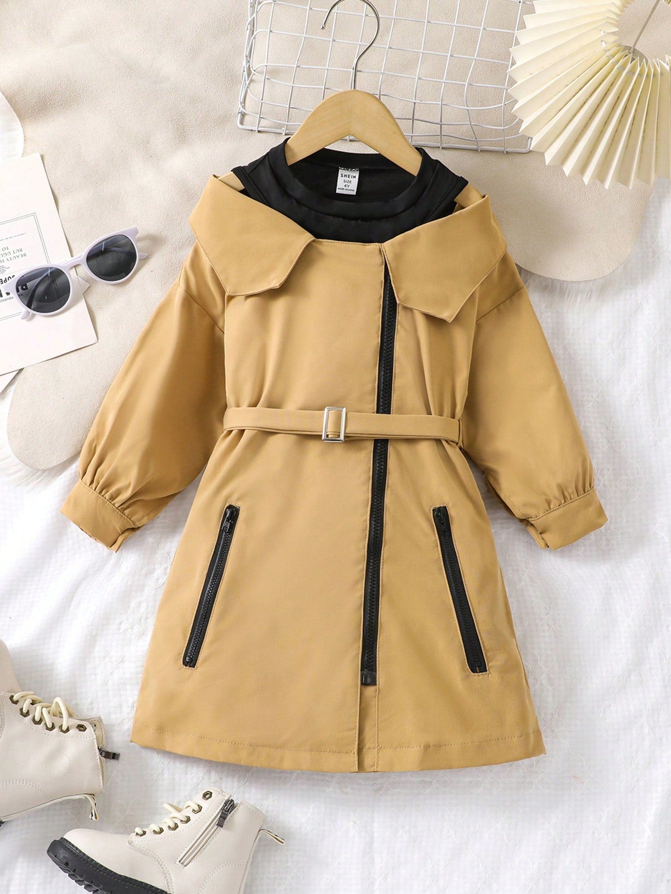 New Style Girls' Fashionable Sweet Color Block Zipper Closure Dress