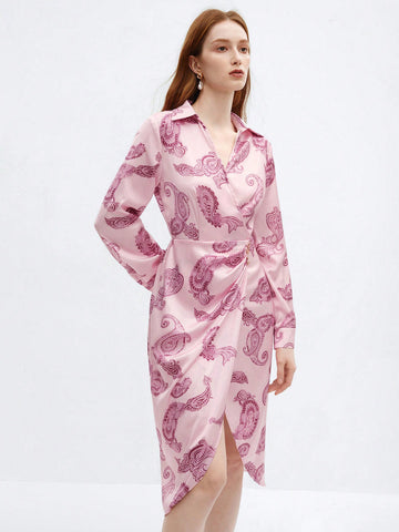 Women's Wrap Dress With Paisley Pattern