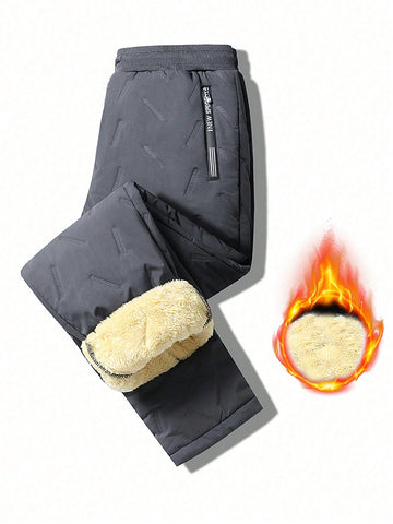 Men's Loose Fleece-Lined Pants With Zipper Pockets