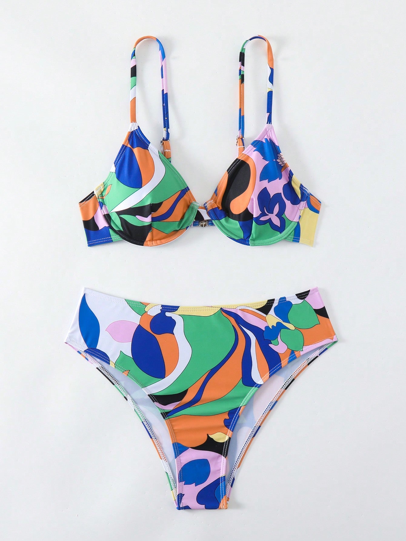 Padded And Underwired Printed Strappy Bikini Set