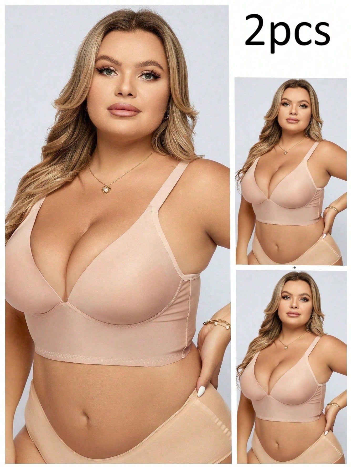 2pcs/Set Plus Size, Wireless Bra