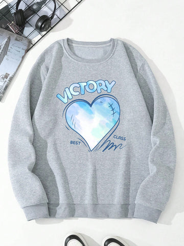 Men'S Fleece Love Letter Print Sweatshirt