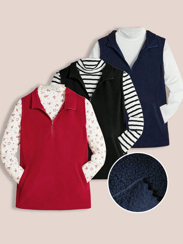 Women's Solid Color Vest Jacket