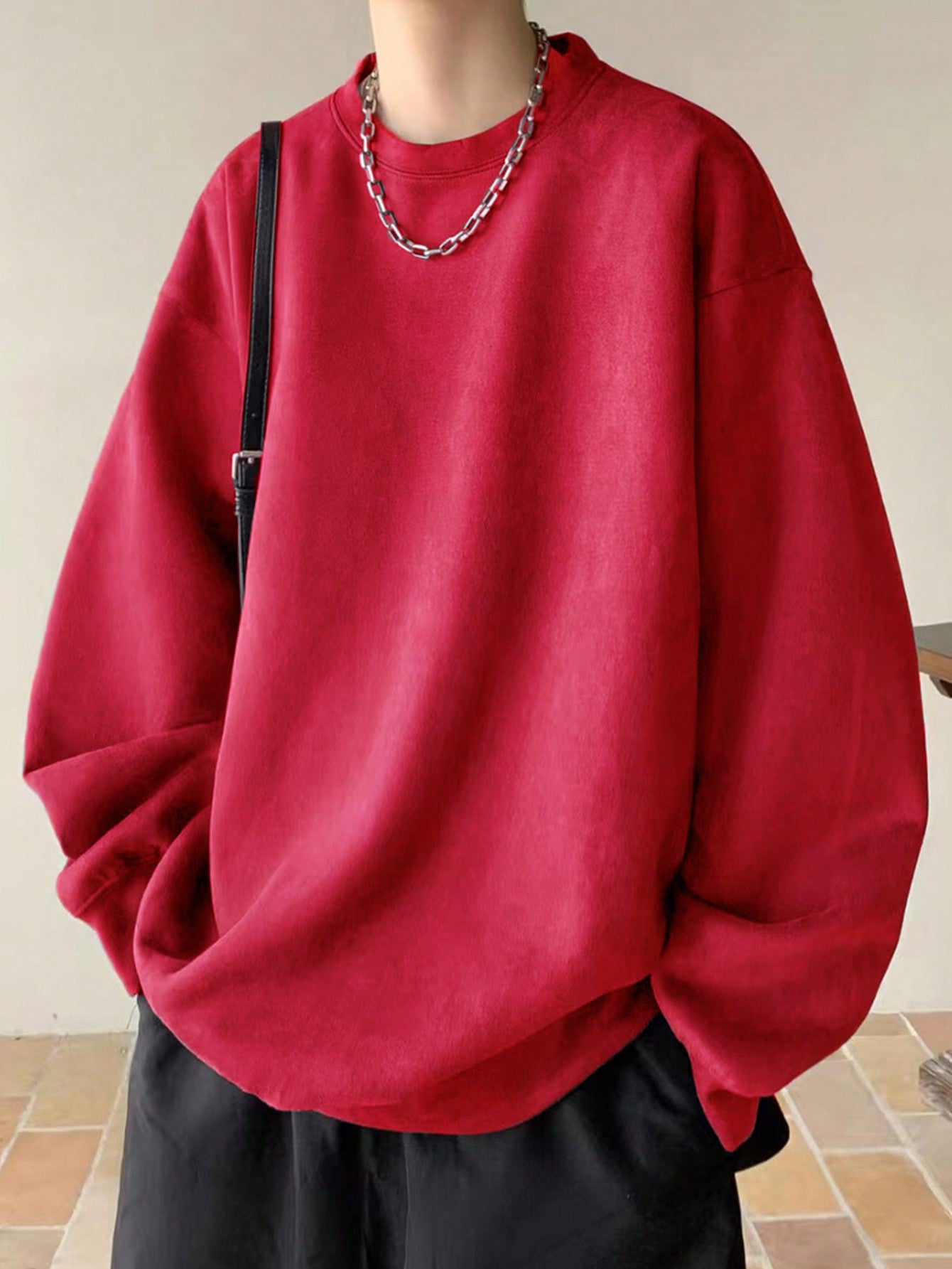 Loose Solid Color Round Neck Casual Sweatshirt