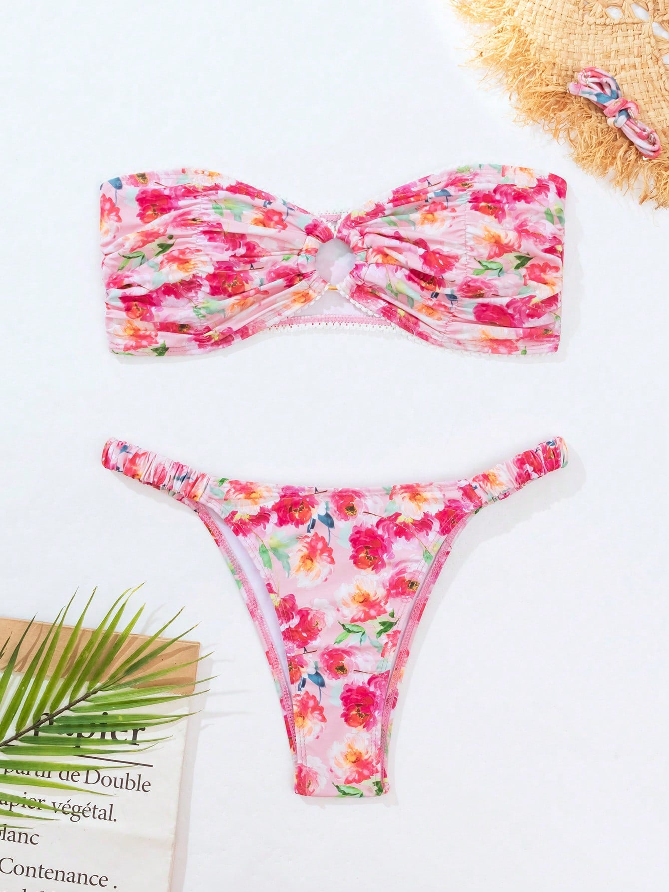 Ladies' Floral Printed Bandeau Swimsuit Set