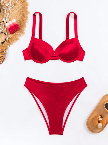 Women'S Solid Color Swimwear Set New Year