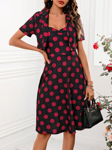 Women'S Polka Dot Printed 2pcs/Set Outfit