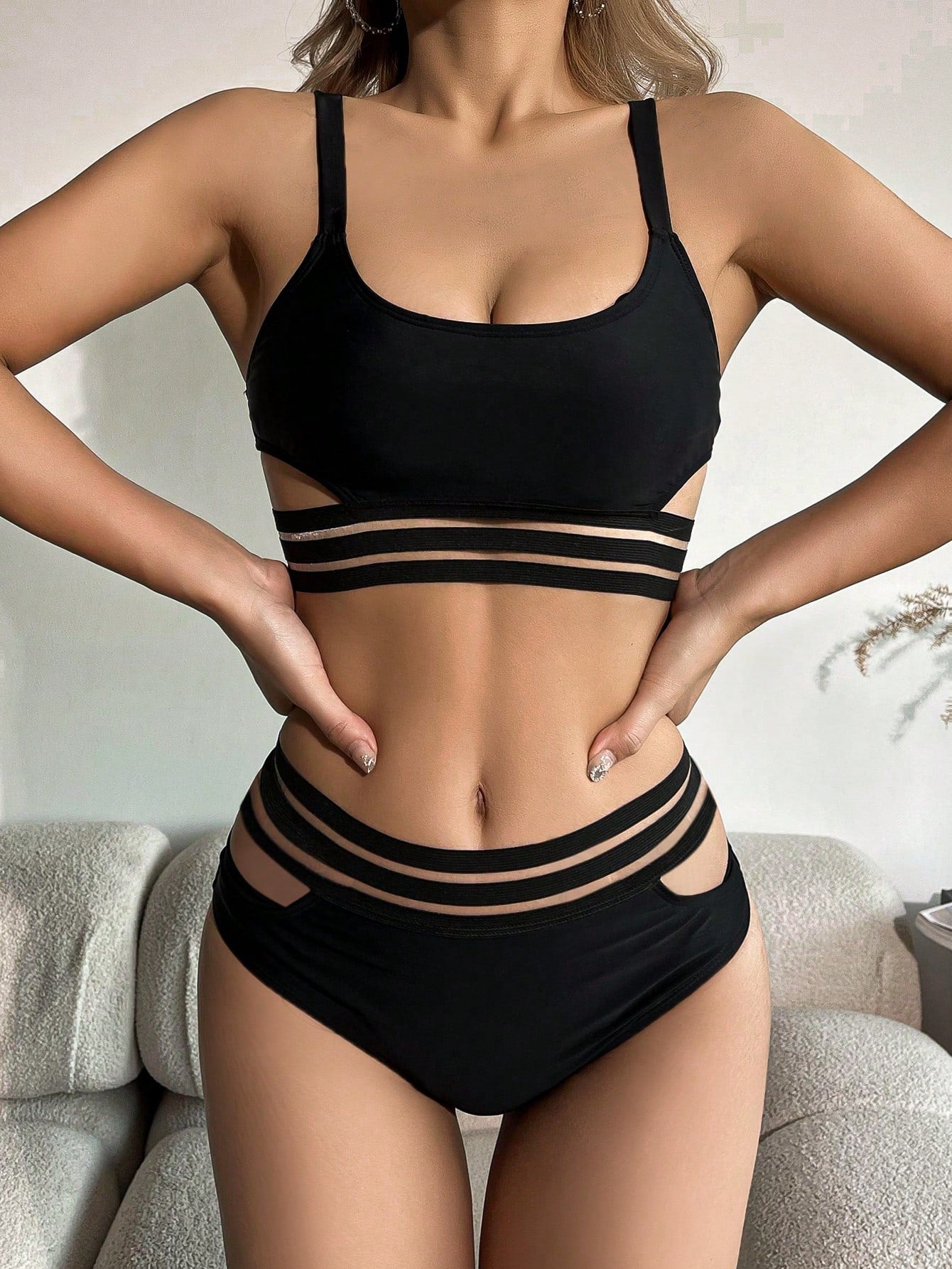 Women's Hollow Out High Neck Bikini Set Carnival