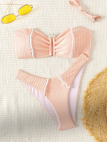 Ladies' Lace Trimmed Swimsuit Set