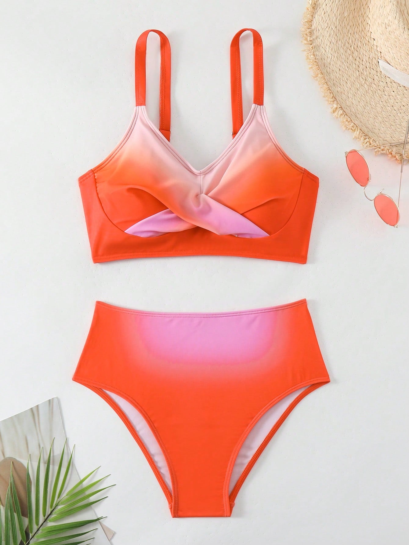 Ladies' Gradient Round Neck Bikini Set Valentine