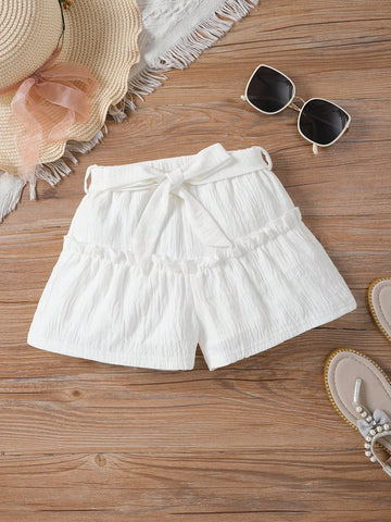 Young Girl Knitted Plain Loose Casual Shorts For Spring And Summer