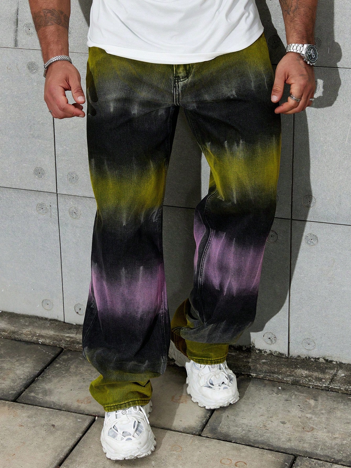 Loose Fit Men's Tie-Dye Straight-Leg Jeans