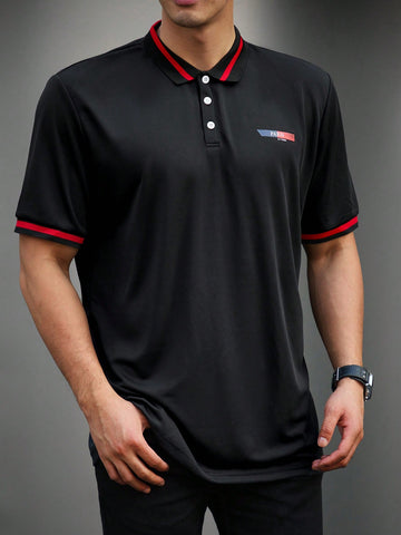 Men'S Striped Decorated Short Sleeve Polo Shirt