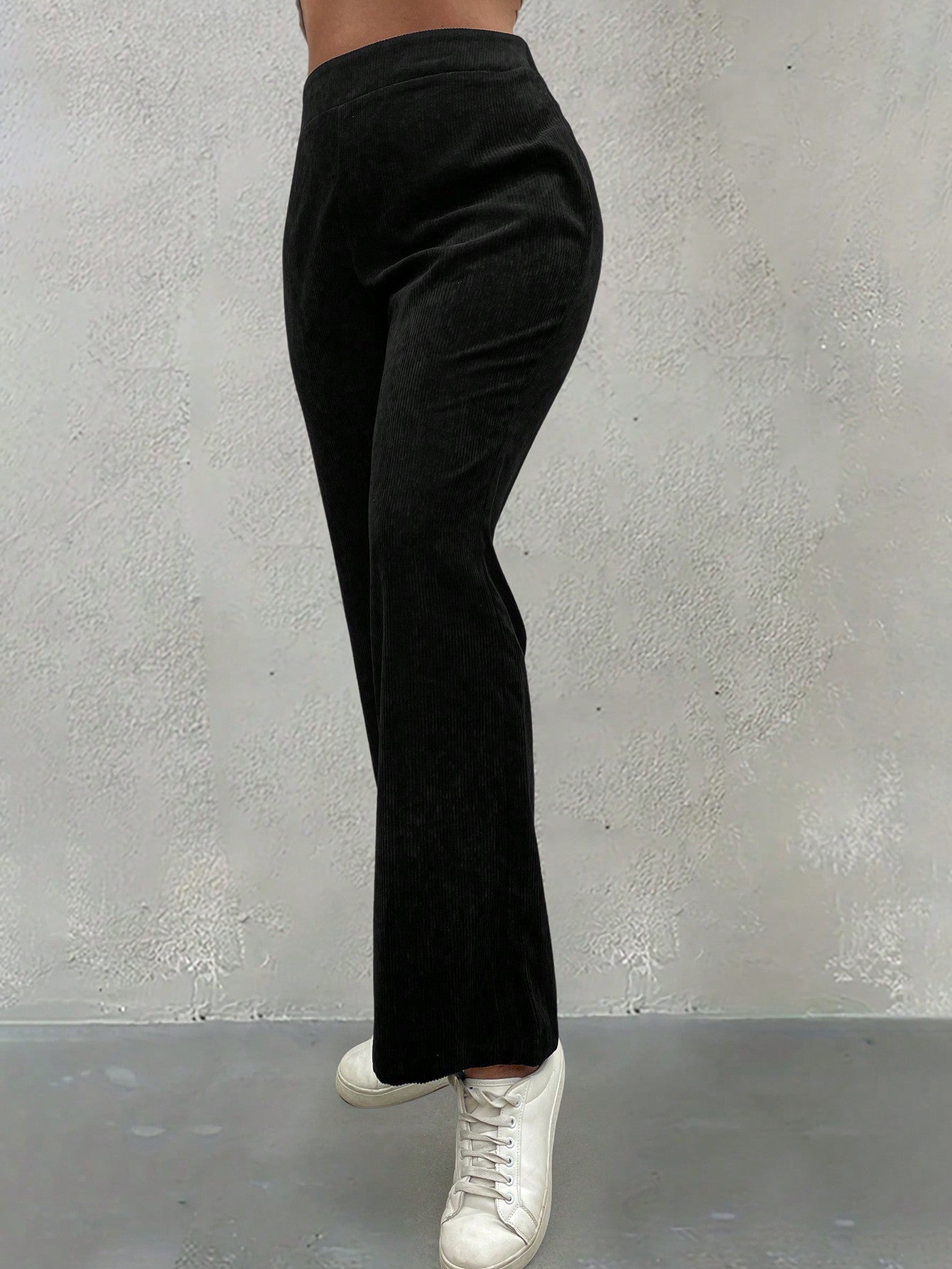 Plus Solid Flare Leg Cord Pants