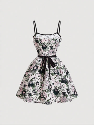 Women'S Floral Print Strappy Dress