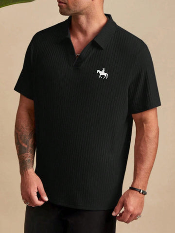 Men'S Horse Riders Printed Short Sleeve Polo Shirt