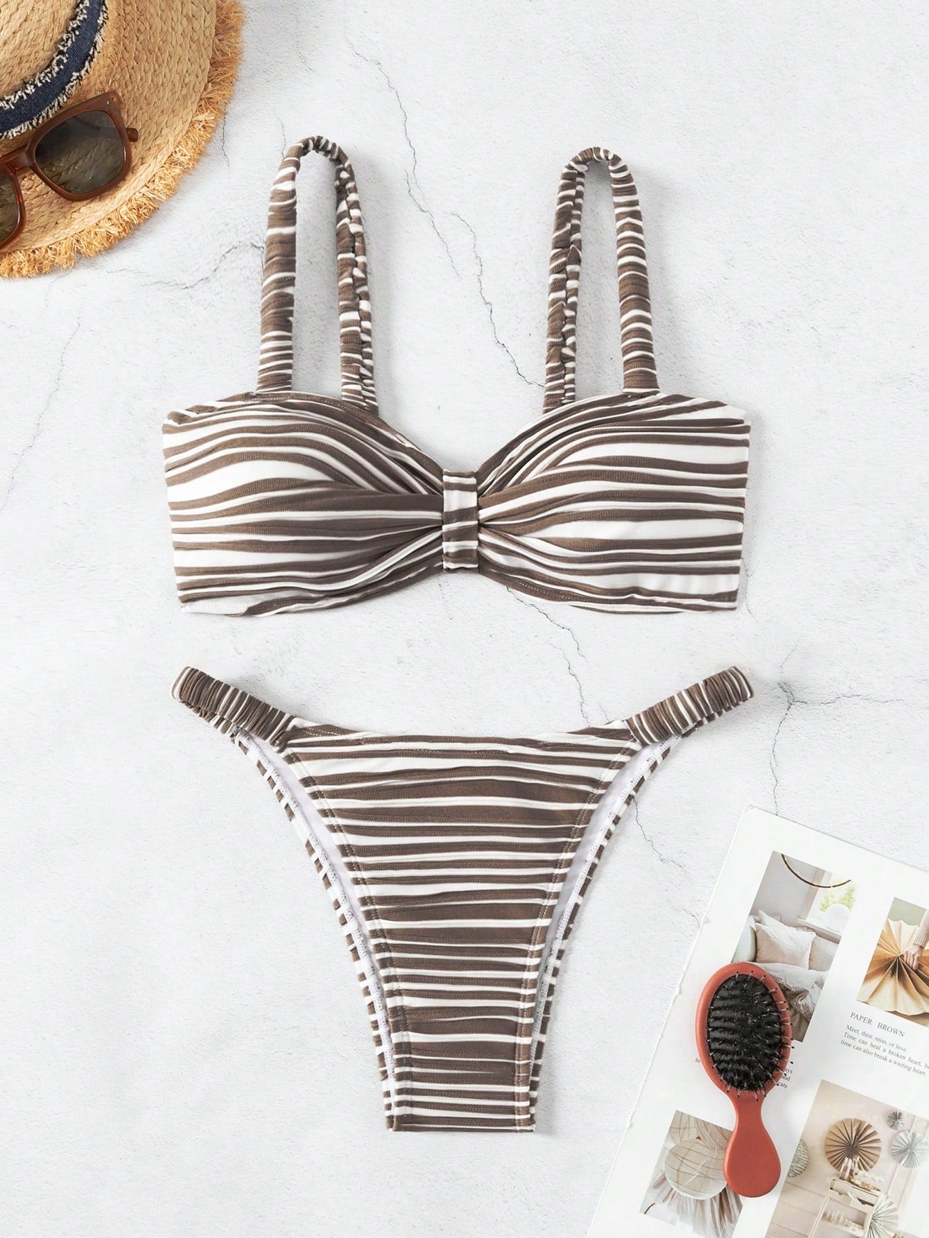 Women's Zebra Print Thin Strap Bikini Set