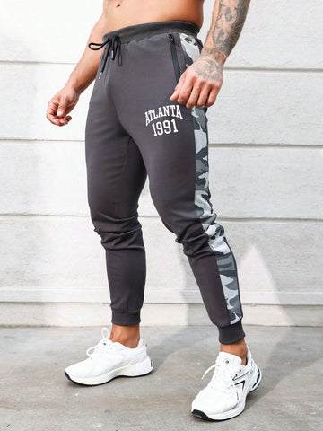 Men's Camouflage Print Patchwork Sports Pants