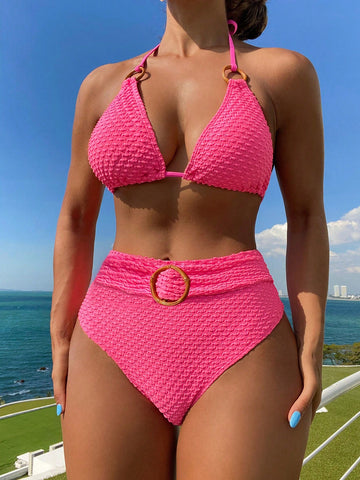 Women'S Halter Neck Strap Swimsuit Set