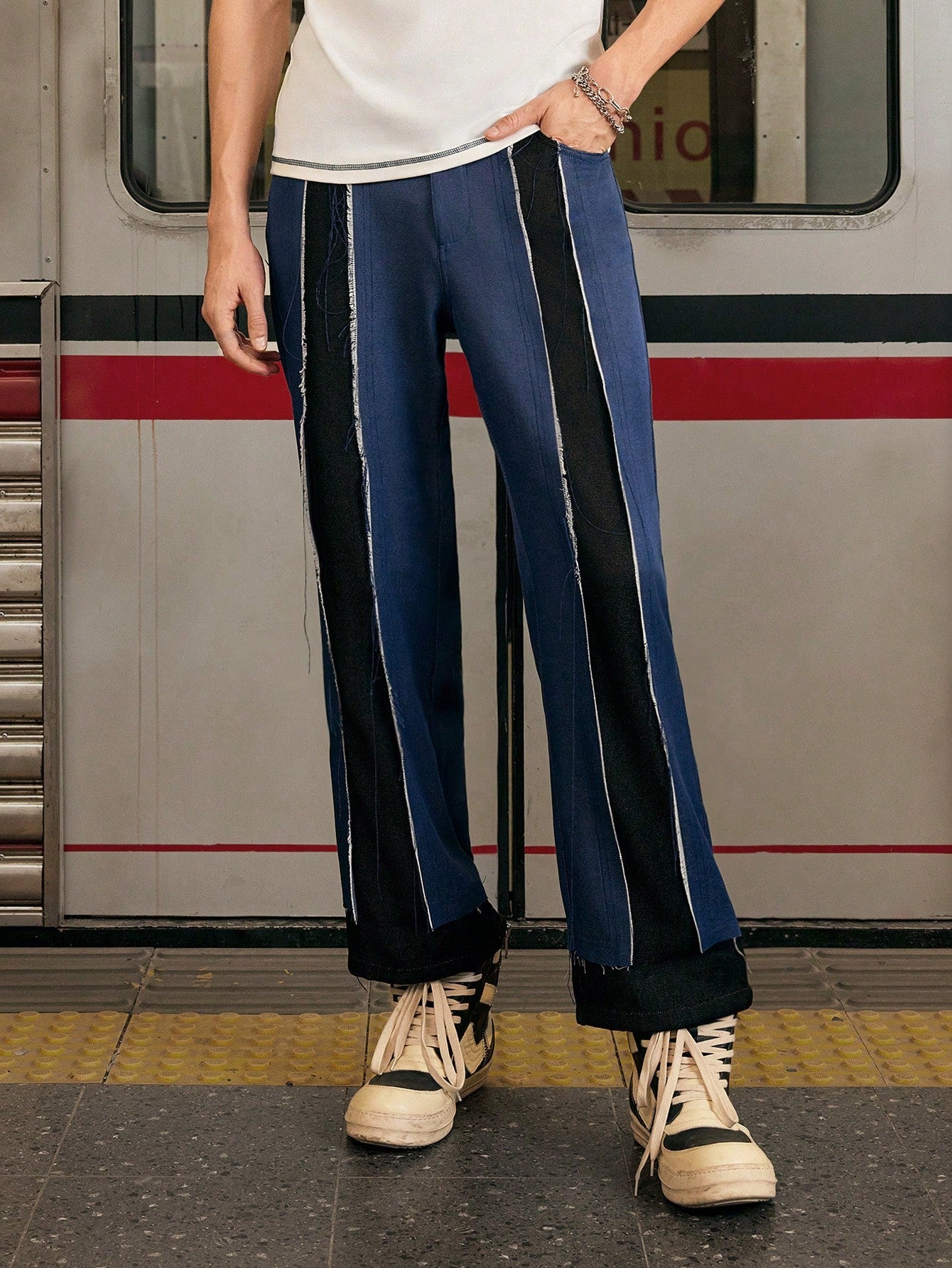 Men's Woven Casual Patchwork Long Pants