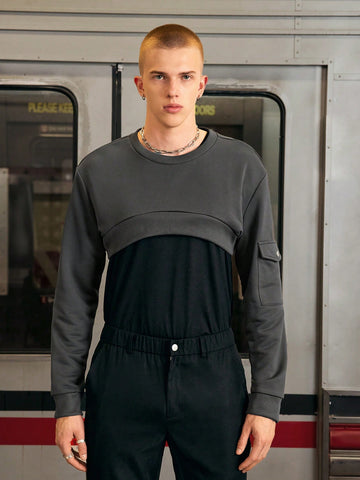 Men's Super Crop Round Neck Sweatshirt