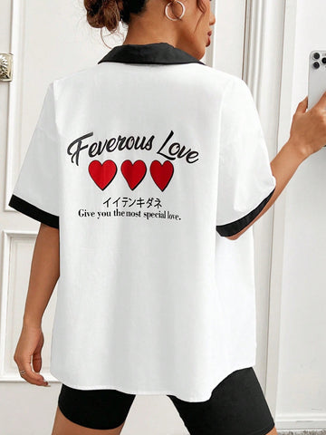 White Woven Love Shirt Valentines Shirt