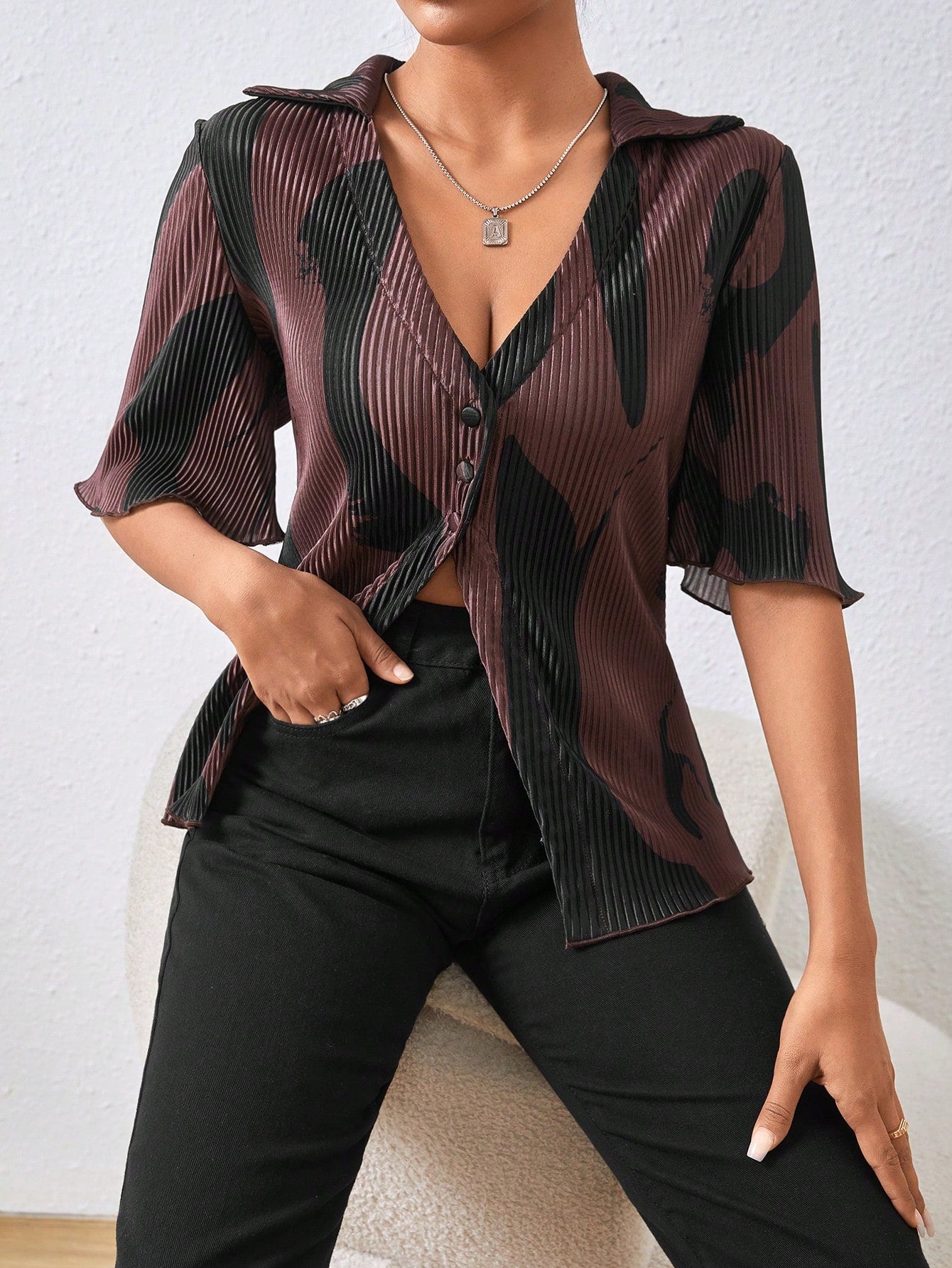 Women's Printed Button Up Shirt