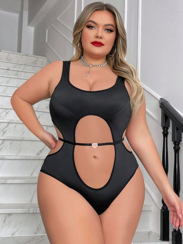 Plus Size Sexy Hollow Out Bodysuit Lingerie