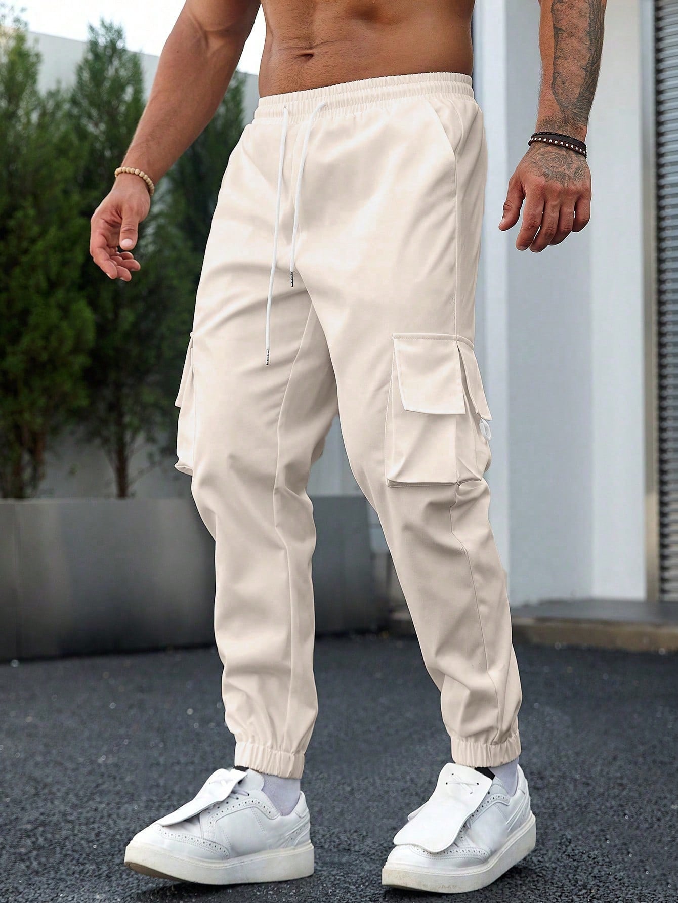 Men's Solid Color Simple Style Pants With Pockets