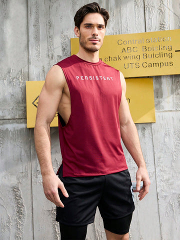 Men's Letter Printed Tank Top And Shorts Sports Outfits, Athletic Suit, Tracksuit Workout Set Workout Sets