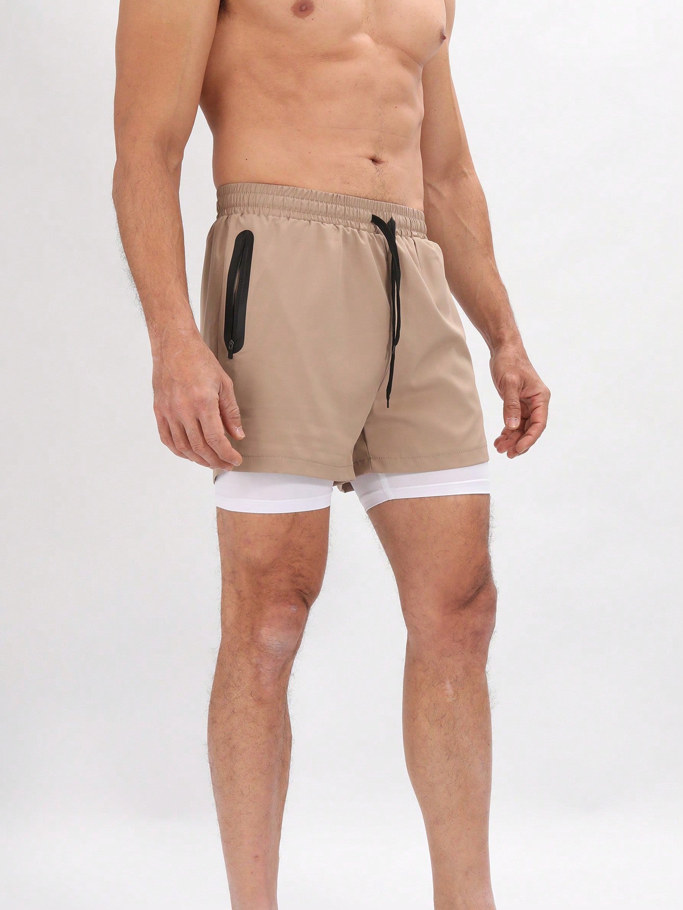 Men's Sports Shorts With Built-In Lining And Drawstring Waist