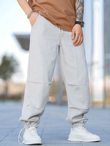 Men'S Loose Fit Drawstring Hem Denim Jeans