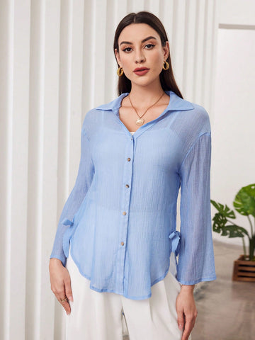 Ladies' Texture Long Sleeve Shirt