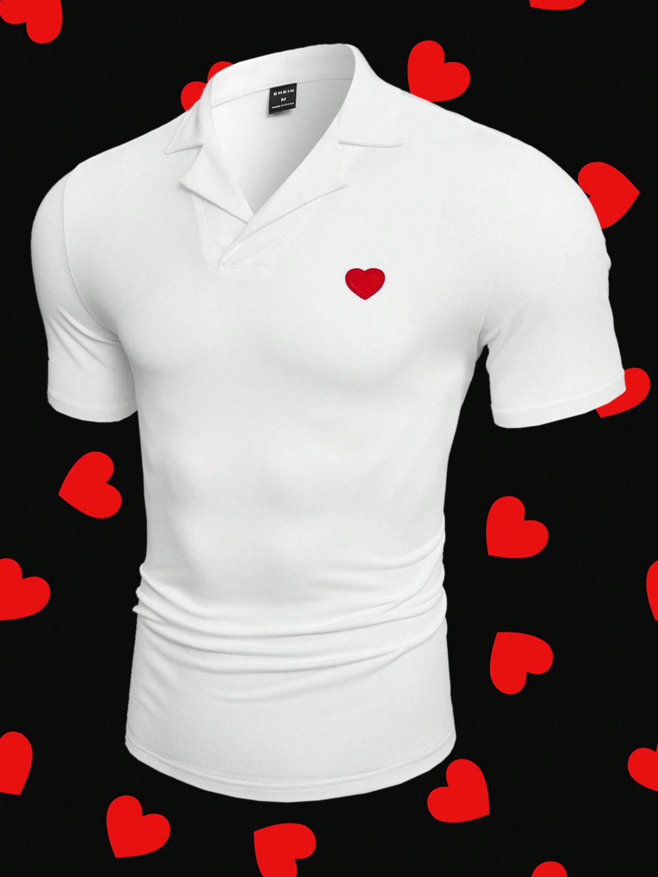 Men'S Heart Patchwork Casual Polo Shirt