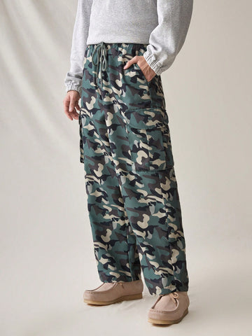 Men'S Camouflage Print Cargo Woven Trousers