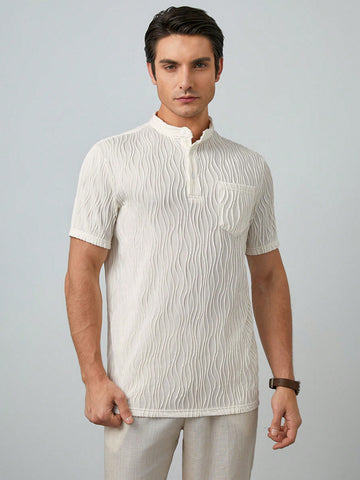 Men's Textured Short Sleeve Polo Shirt