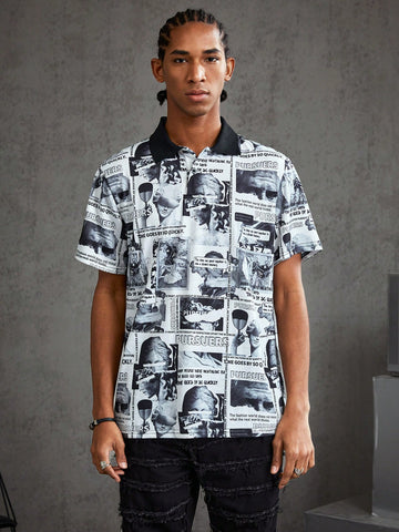 Men's Printed Casual Polo Shirt